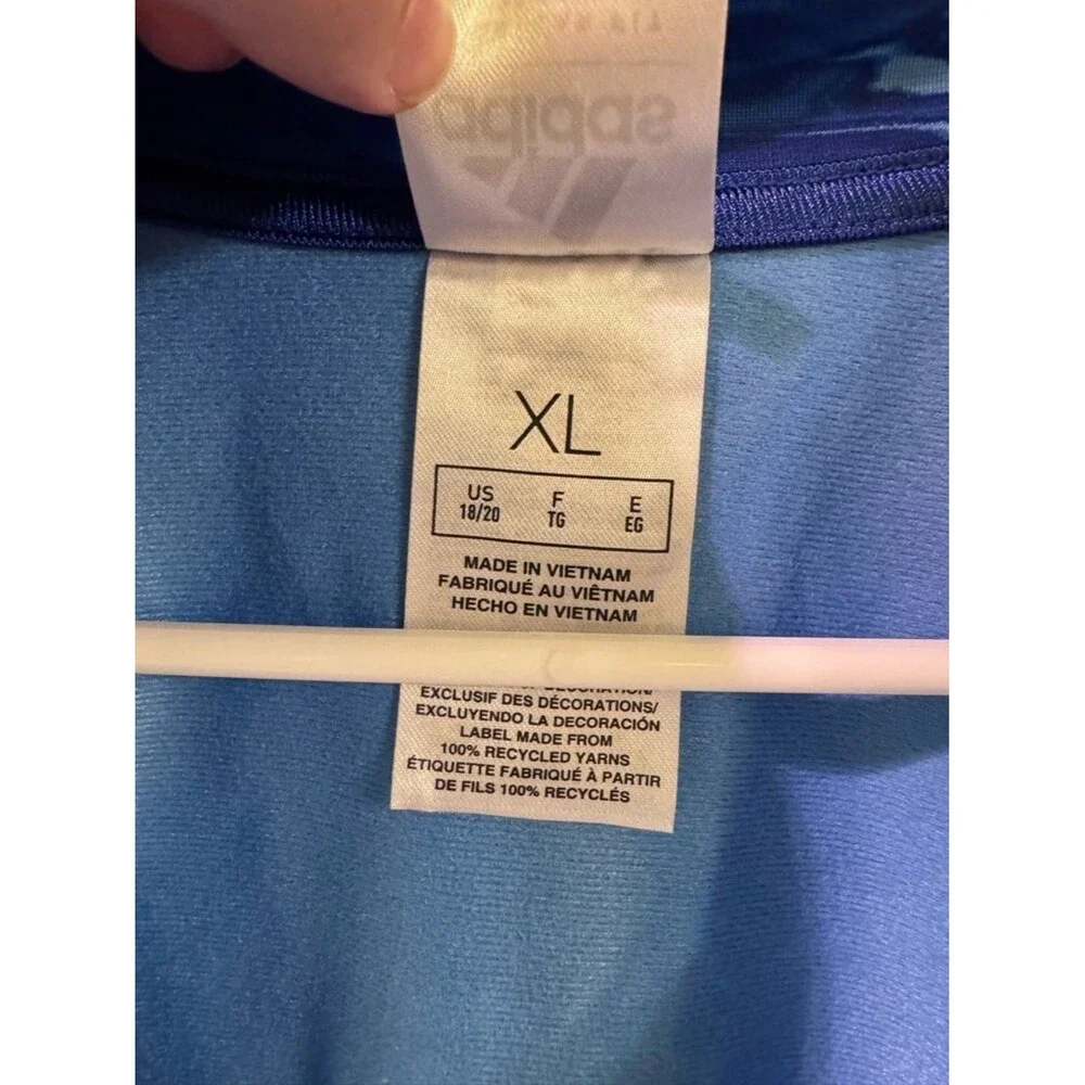 Adidas Track Jacket Youth Boys X-Large 18/20 Blue Water Full Zip Logo NWT